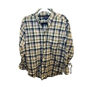 Vintage Pendleton Men's M Wool Woven Plaid Green Long Sleeve Button-Up Shirt